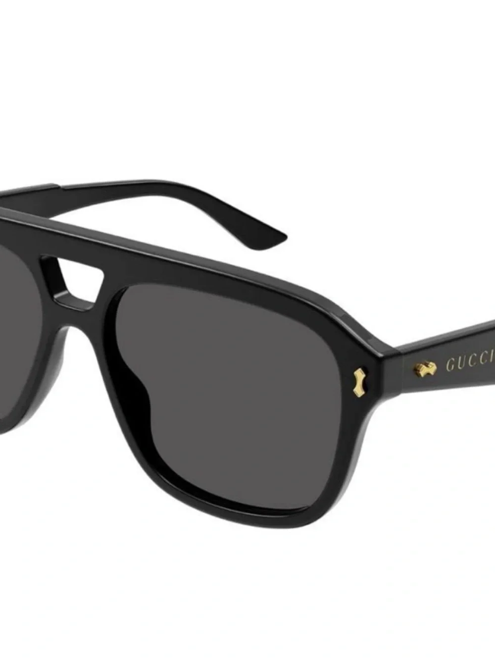 Gucci Men's Black Sunglasses with Gold Detail
